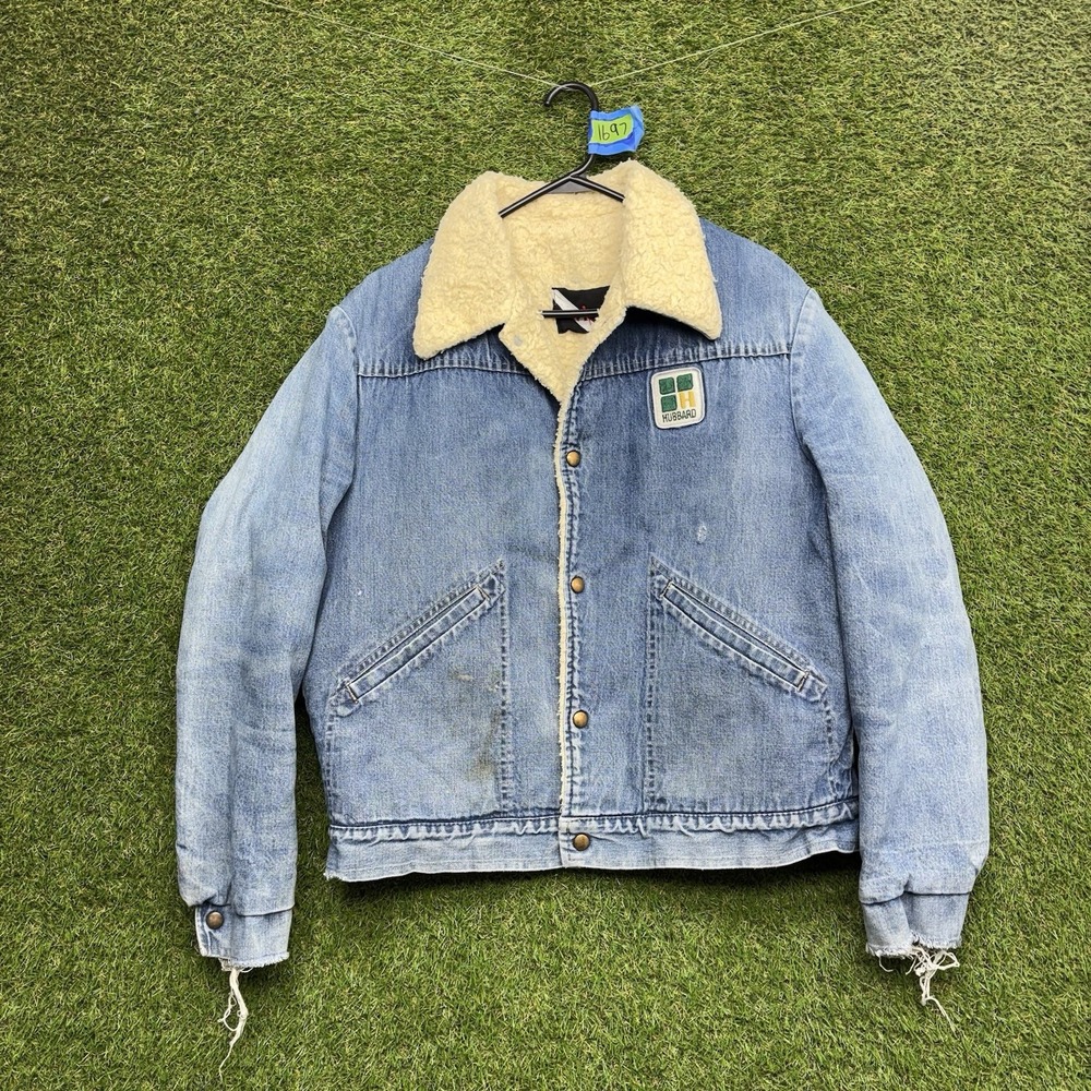 Wiman Sherpa Jean Jacket Mens 42 Denim USA Trucker Pockets Snap Close